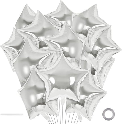 20 Pcs Star Balloons, 18 Inch Silver Star Foil Balloons, Stars Shaped Balloon by YOTHORN