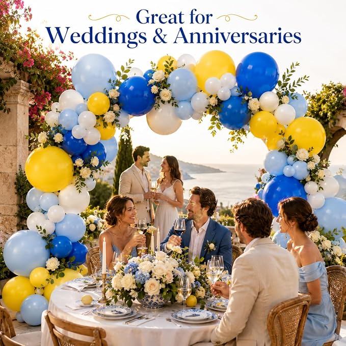 Blue White Yellow Balloon Arch Kit, Graduation Yellow Royal Blue Latex Party - Image 4