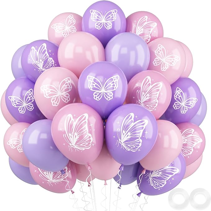 Butterfly Balloons, Maca Pink Maca Purple Birthday Balloons by FEYG