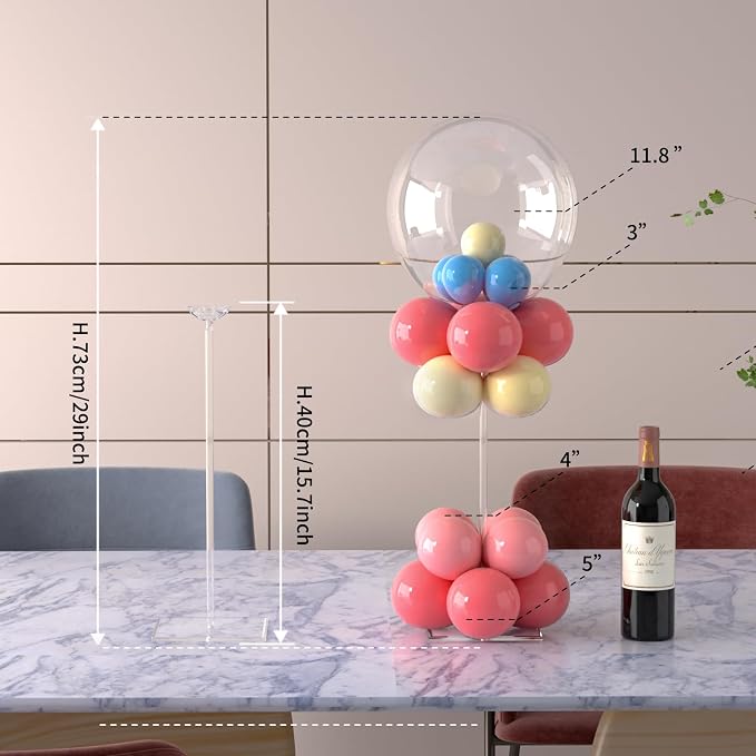 6 Pack Clear Acrylic Balloon Stand 15.75 inch Party Centerpiece Kit - Image 5