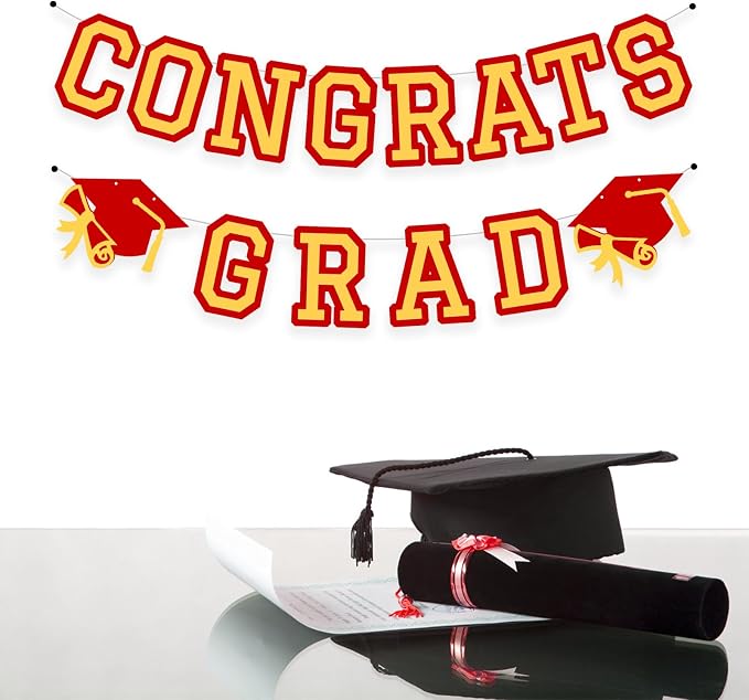 Congrats Grad Banner Graduation Party Banner Decoration Hanging Garland High - Image 3