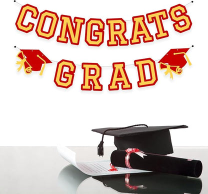 Congrats Grad Banner Graduation Party Banner Decoration Hanging Garland High - Image 3