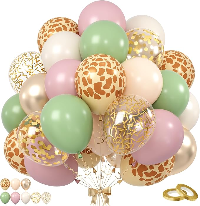 Sage Green and Pink Balloons, 12 Inch Dusty Pink Champagne Gold Apricot Balloon by BIAPIAN