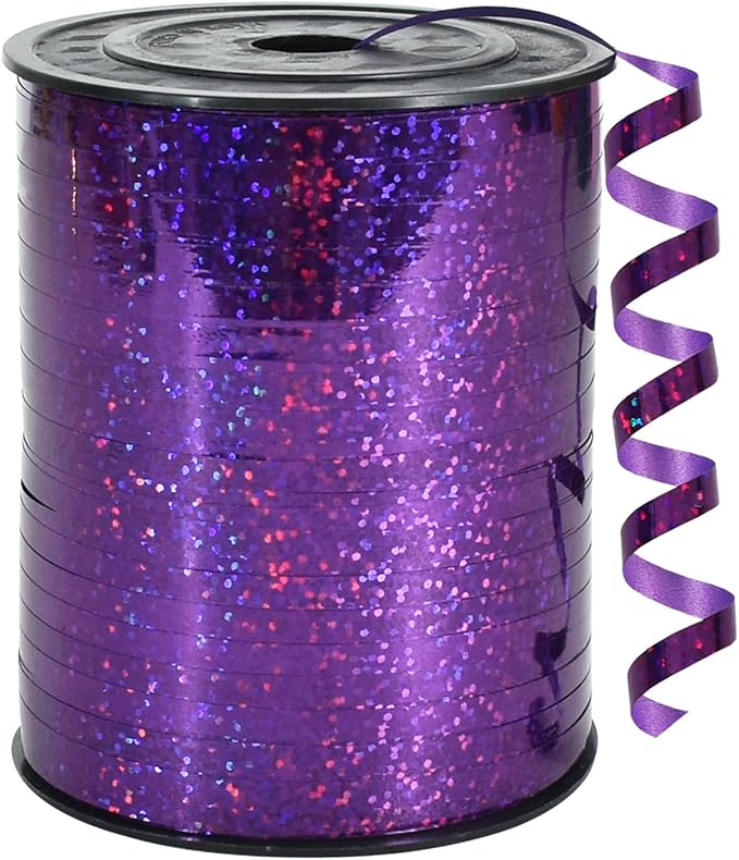 BEISHIDA 500 Yards Purple Crimped Curling Ribbon Shiny Metallic Balloon String by Beishida