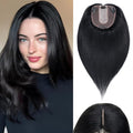 Rich Choices Hair Toppers for Women Real Human Hair 100% Human Remy Toppers NO Bangs for Women with Thinning on Top Clip in Hairpiece 4"x4.7"Lace Base 18 Inch #1 Jet Black