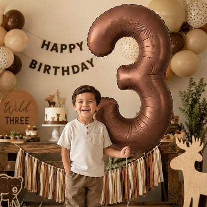 Dark Brown Number 3 Balloon, 40 Inch Giant Chocolate Brown Number Balloons 0-9 - Image 5