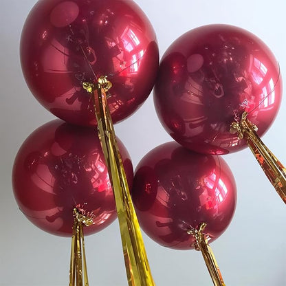 14 Pcs Burgundy Round Foil Balloons Halloween Maroon 4D Ball Balloons | - Image 6