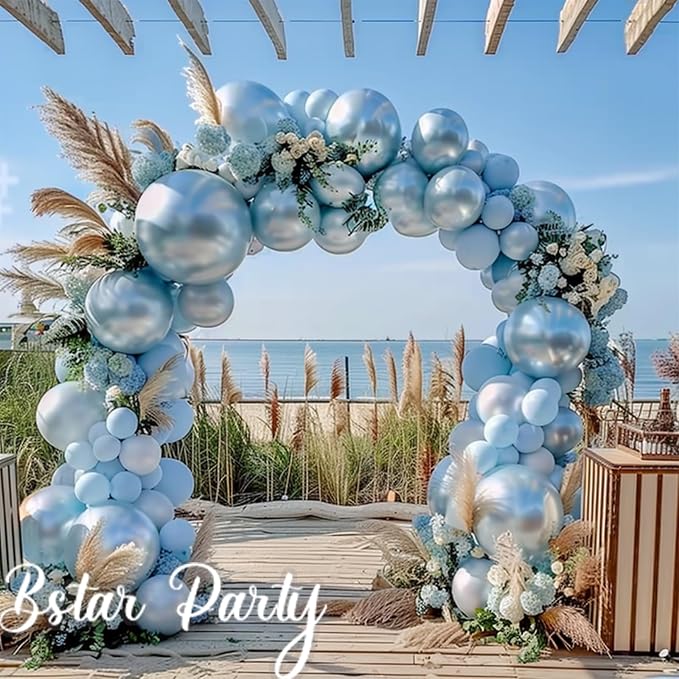 Double Stuffed Pearl Blue Balloon Garland Arch Kit | 18/12/10/5inch Different - Image 4