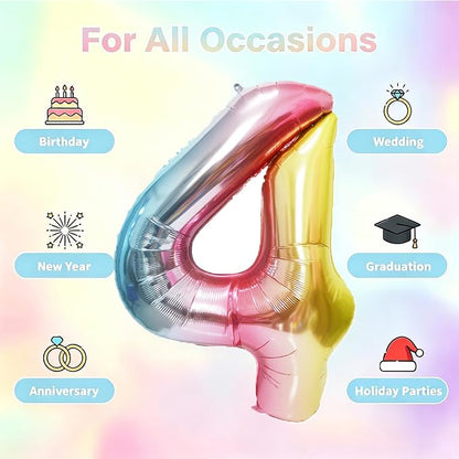 Rainbow Number Balloons Birthday Balloons - Image 5