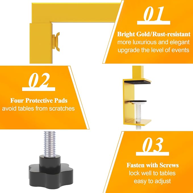 Over Table Rod Stand with Clamp 2 Pack Gold Table Arch Banner Stand | - Image 4