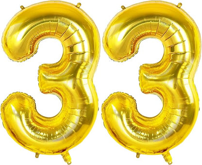 Number 33 Balloons for 33rd Birthday Party Decorations, 0-100 Large No.33 for by Joycard