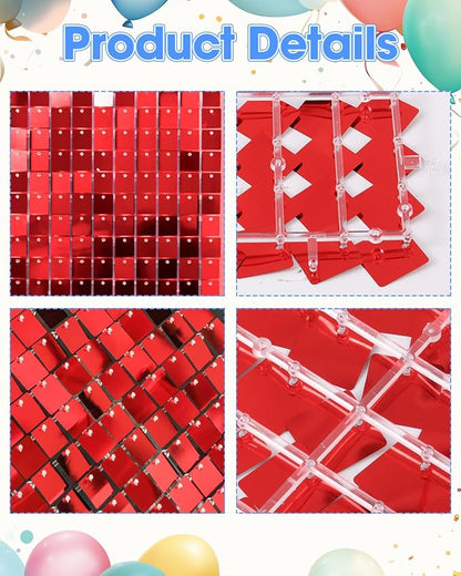 Red Shimmer Wall Backdrop, 24 Panels, 6x4 Ft Photo Backdrop | wedding backdrop - Image 6