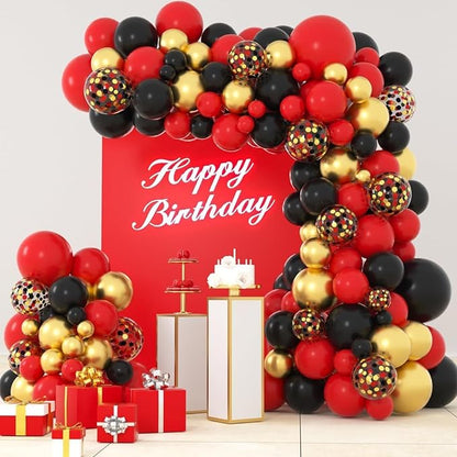 Patimate Red Black Gold Balloons Set 50Pcs 12 Inch Latex Party Balloons | Red - Image 4