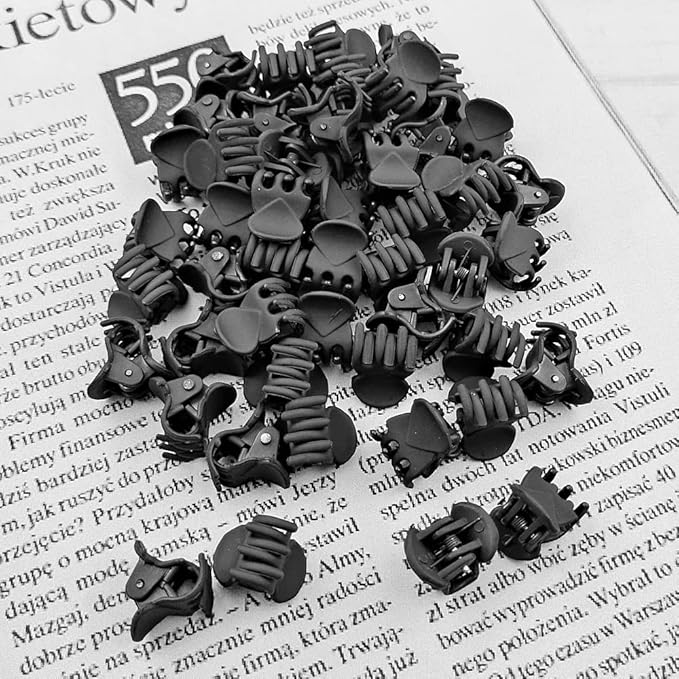 50 PCS Mini Hair Claw Clips， Bangs Strong Grip Multifunction Clamp Clips. (Frosted black)