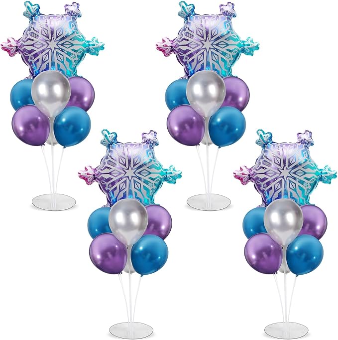 4 Sets Snow Party Balloons Stand Kit by Naozinebi