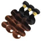 T1B/2/30 Chestnut Brown Ombre Human Hair Bundles Body Wave 100% Real Virgin Human Hair Bundles 10 12 14 Inch Dark Roots Bundle 3 Tone Ombre Medium Auburn Colored Sew in Quick Weaves