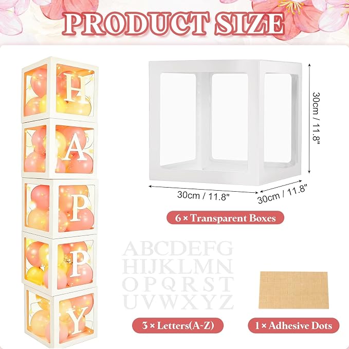 uxcell 6 Pcs Party Balloon Boxes, Transparent Balloon Boxes - Image 2