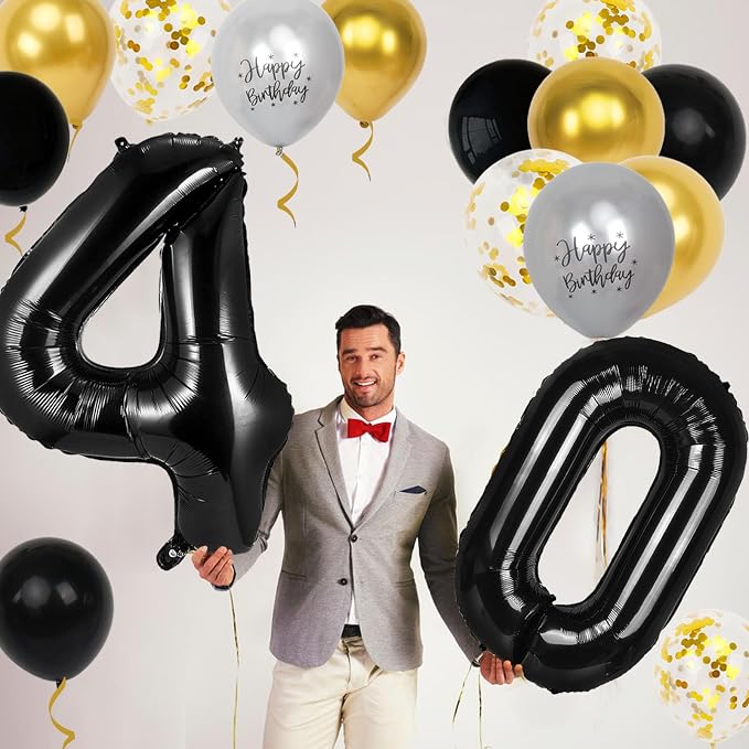 40th Birthday Decorations for Men Women, 40 inch 40 Balloon Numbers - Image 5