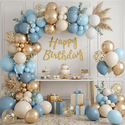 RUBFAC Dusty Blue and Gold Balloons - Image 7