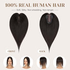 S-noilite Hair Toppers for Women Real Human Hair 3D 360° Cover Clip in 100% Real Human Hair Toppers 3″*4″ Clip in Silk Base 12 inch Natural Black