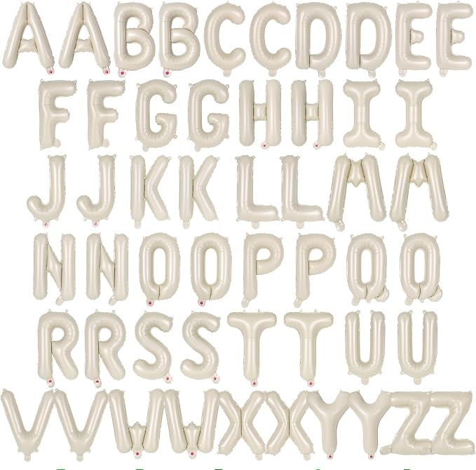52 Pcs Cream Letter Balloons, 16 Inch Foil Alphabet Letter Balloons, Letter A-Z by YOTHORN