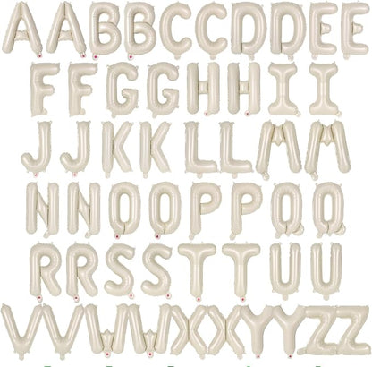 52 Pcs Cream Letter Balloons, 16 Inch Foil Alphabet Letter Balloons, Letter A-Z by YOTHORN