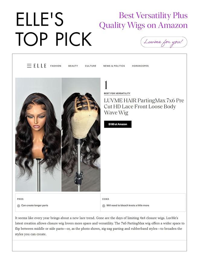 LUVME HAIR 7x6 HD Lace All-Day Comfort Wig 200% Density Hair PartingMax Lace Wigs Loose Body Wave Lace Front Wigs Human Hair Pre Cut Plucked Lace Frontal Glueless Mix Brown Highlight Color 24 Inches