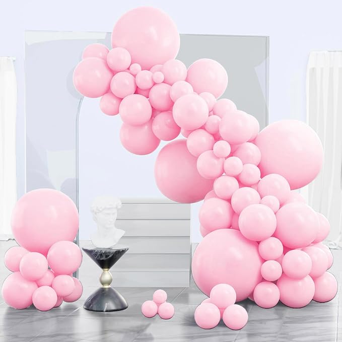 PartyWoo Baby Pink Balloons 120pcs Pastel Pale Light Pink Color | 18 12 10 5 by PartyWoo