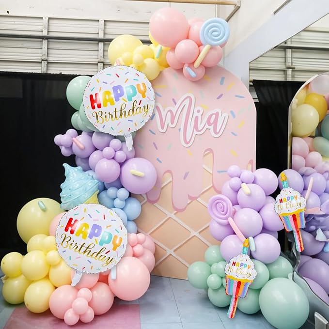 Happy Birthday Cupcake Cute Foil Balloons, Rainbow Sprinkle Happy Birthday - Image 6