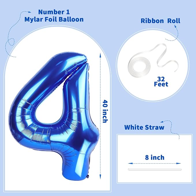 Number Balloons Navy Blue Balloons - Image 2