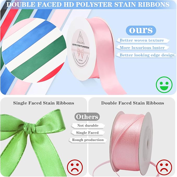 Black Stain Ribbon for Gift Warping, 3/8inch 50 Yards Solid Polyester Fabric - Image 3