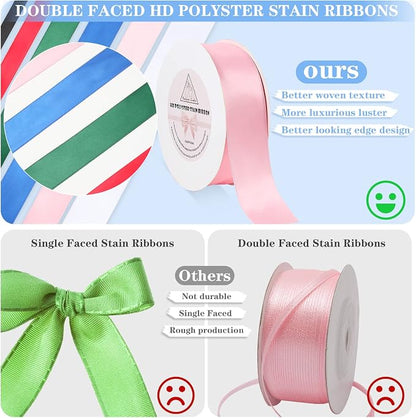 Black Stain Ribbon for Gift Warping, 3/8inch 50 Yards Solid Polyester Fabric - Image 3