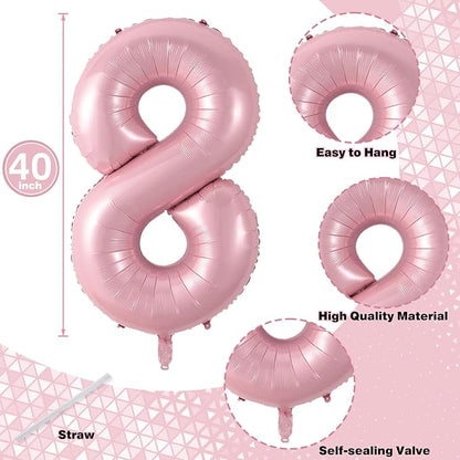 18 Foil Balloon Pastel Pink, 40 Inch Helium Number 1 & 8 Balloon - Image 2