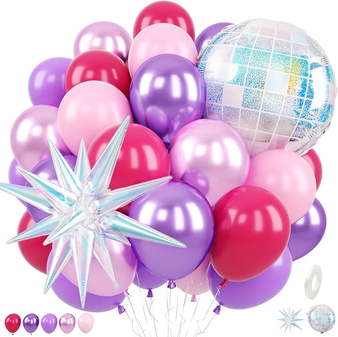 Pink Purple Balloons for Girls Party Decor | 12 Inch Pink Purple Balloons by FEYG