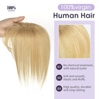 Real Human Hair Topper with Bangs Covers Thinning Crown, Receding Hairline Clip-In Hair Topper for Thinning Hair, 10Inch #27