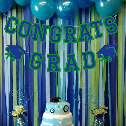 Congrats Grad Banner Graduation Party Banner Decoration Hanging Garland High - Image 6