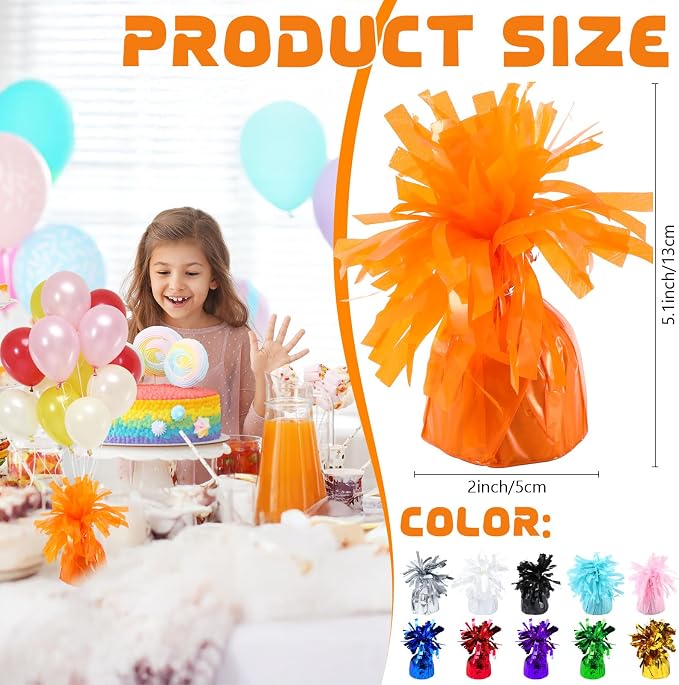 8 Pcs Orange Metallic Balloon Weights Holder Anchors Balloon Holder Weights - Image 2