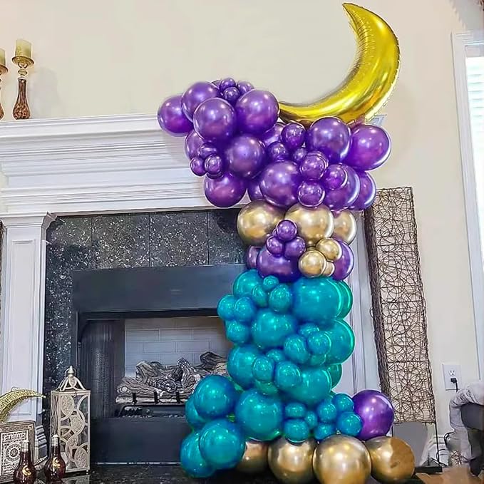 144pcs Eid Mubarak Balloon Arch Kit, Ramadan Eid al-Adha Decorations | - Image 5