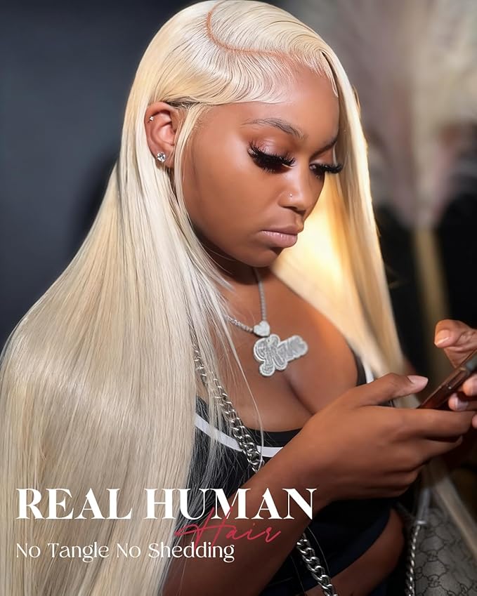 Alididi 613 13x6 Lace Front Wig Human Hair 20 Inch 180 Density Blonde Wig Human Hair Straight 100% Real Human Hair True Length Random Dyeing No Tangle No Shedding No synthetics Triple Lifespan 3x