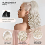 24 Inch Ponytail Extension, Layered Ponytail Extensions for Women, Soft Wavy Claw Clip in Ponytail Extension, Natural Synthetic Hair Pieces for Women (Color: Platinum Blonde)