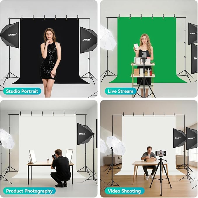 EMART 8.5 x 10 ft Backdrop Support System, Professional Photography Lighting Kit - Image 5