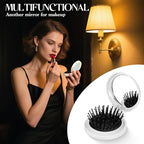 2pcs Mini Hair Brush with Mirror, Compact Air-Cushion Styling Foldable Brush, Tangle-Free Portable Design Lightweight Travel Brush for Women