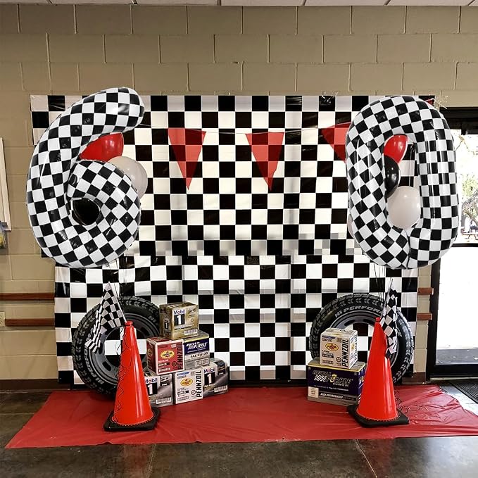TONIFUL 40 Inch Large Checkered Number 6 Balloon 6th Birthday Decorations | 6th - Image 5