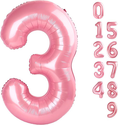 Number 3 Balloons 40 Inch for 3 33 Birthday Party Decorations, Pastel Pink | by Mluchee