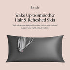 Kitsch Satin Pillowcase with Zipper for Hair & Skin, Softer Than Silk Pillow Cases King, Wrinkle-Free, Smooth and Cooling Satin Pillow Covers, King Size 19"x36" - Charcoal