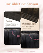 GOO GOO Invisi Edge Tape in Hair Extensions Human Hair, 2/6/2 Balayage Dark Brown to Chestnut Brown 10pcs injected with 10pcs classical tape ins, 14inch 50g, Virgin Remy Hair, Natural Look