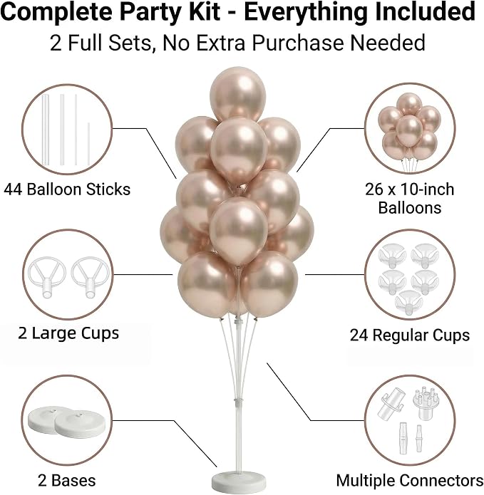 2Sets Metallic Gold Balloon Stand Kit - Image 2