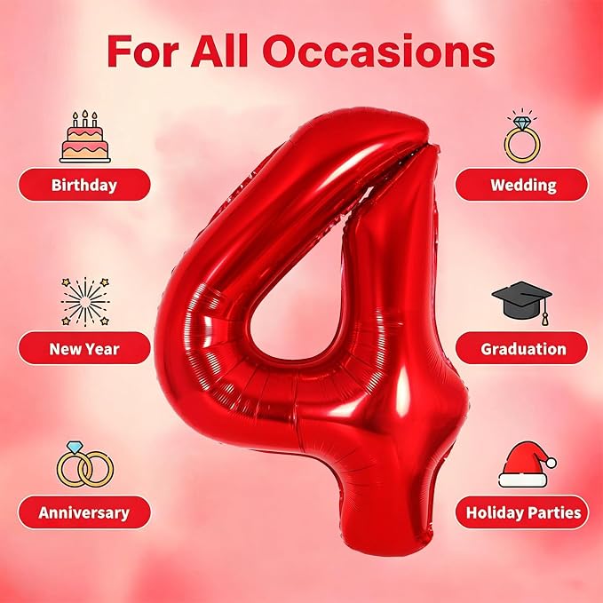 Number Balloons Red Party Balloon - Image 5