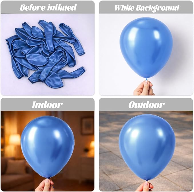 Voircoloria 90pcs Metcllic Blue Balloons Garland Arch Kit, 18 12 10 5 Inch | - Image 3