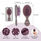 RHOS Mini Hair Brush for Women,Men and Kids-Travel Size Hair Brush for Purse,Pocket,backpack-Small Cushion Paddle Brush with Soft Bristles-Mini Detangler Brush for All Hair Types(1 Pack-Purple)